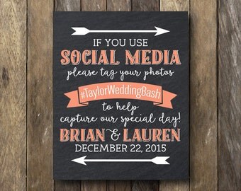 Hashtag Wedding Sign - Wedding Signs - Printable Wedding Hashtag Sign