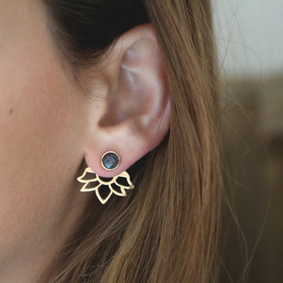 Ear Jackets Blue Sapphire Sapphire Earrings Ear Cuff Stud