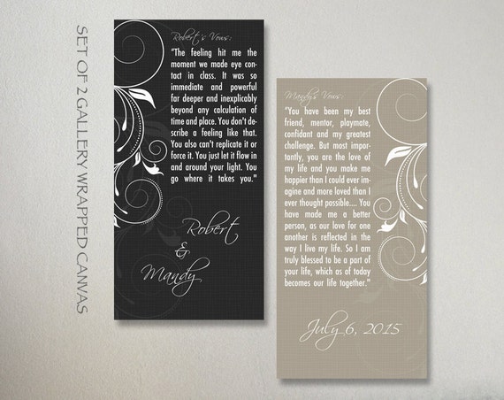 Wedding Vows Canvas Set Gift, Personalized Wedding Vows Set 2 Pieces ...