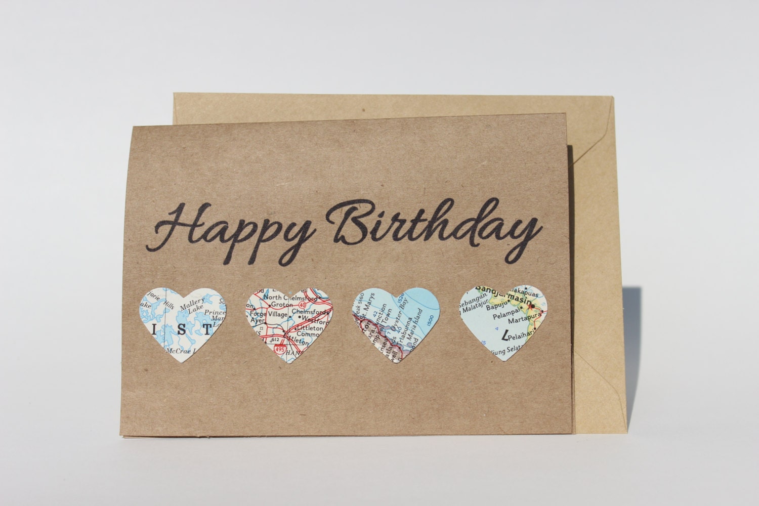 Happy Birthday Card Vintage Map Card Travel Card Map