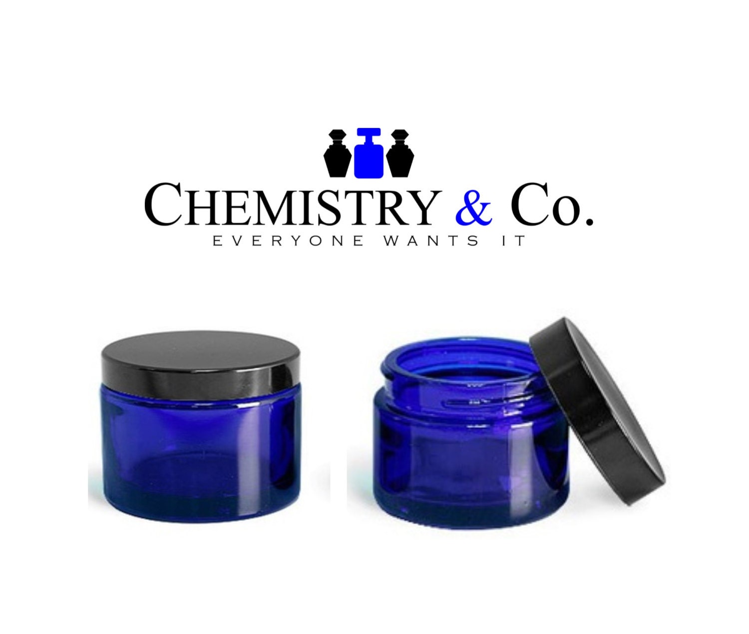 Download 12 COBALT Blue GLASS Jars 2 oz 60 ml w/ Smooth by ChemistryCo