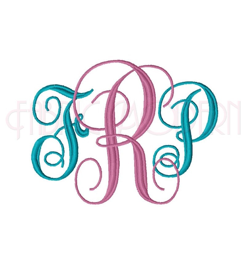 Large INTERLOCKING VINE MONOGRAM Font Embroidery Font three