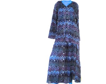 Vintage 80s Blouse and Skirt Set Bohemian Hippie Gypsy