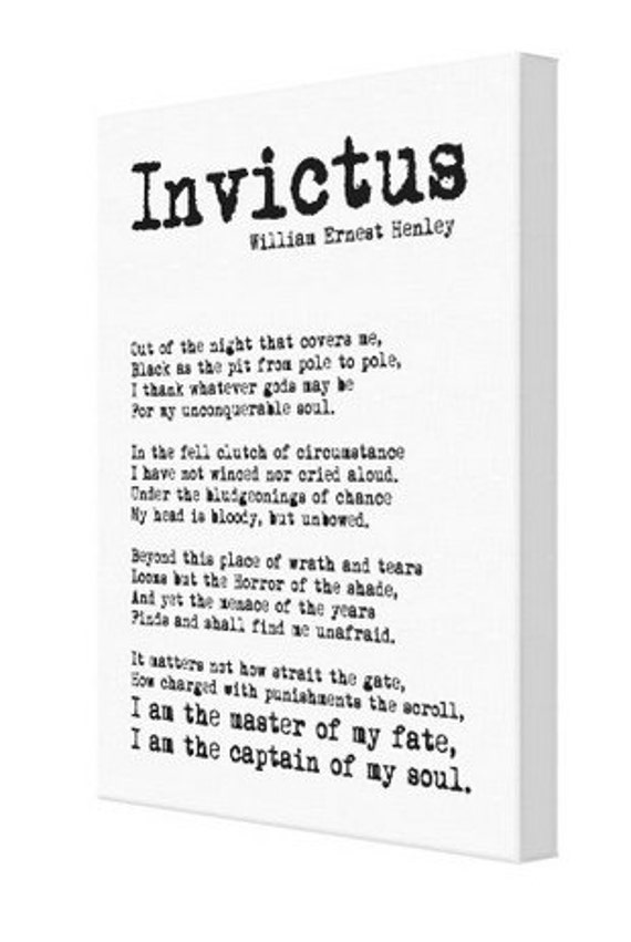 Canvas Print Invictus By William Ernest Henley Poem Canvas 2831