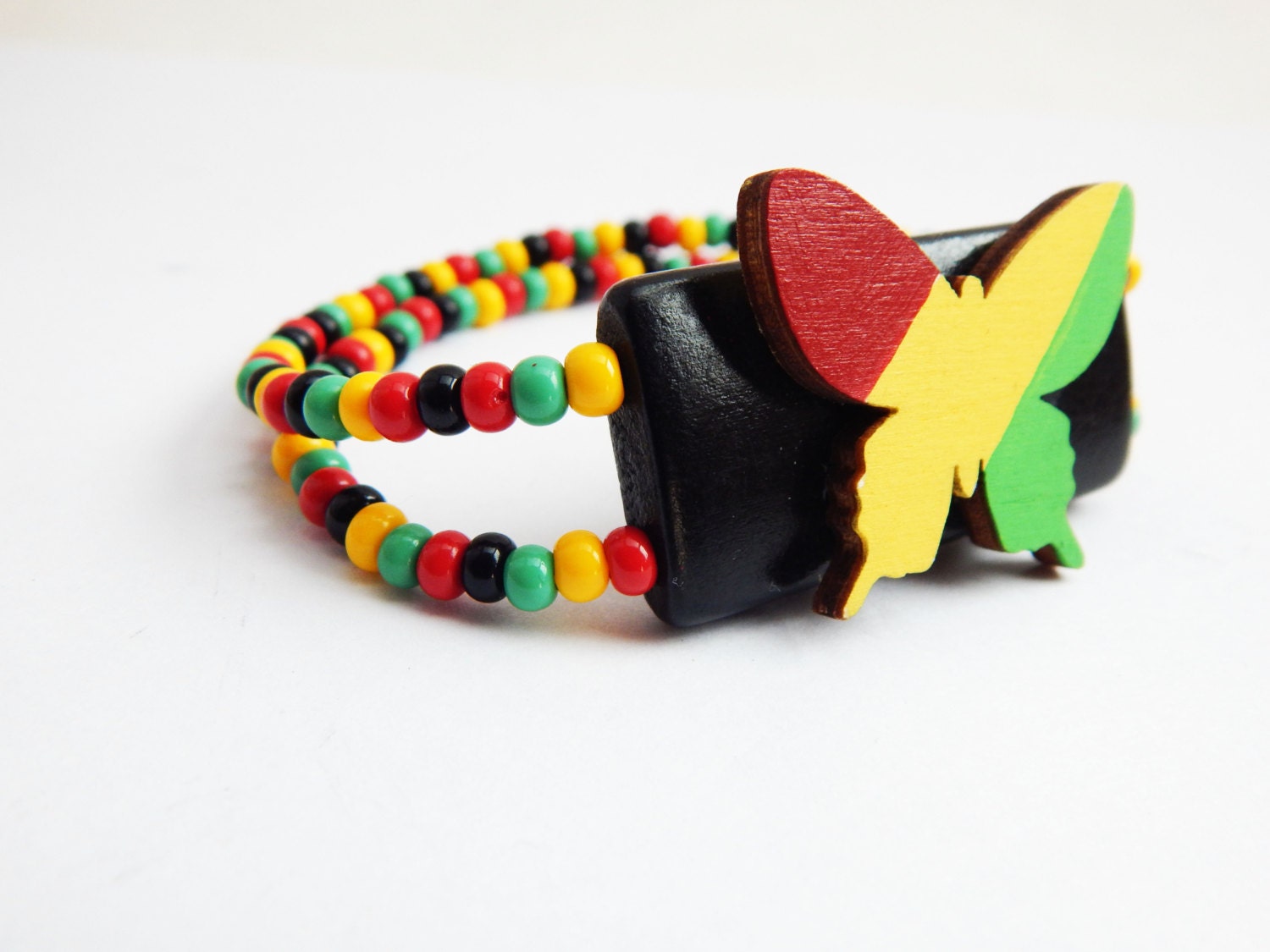 Rasta Butterfly Bracelet Colorful Butterfly Beaded Bracelet