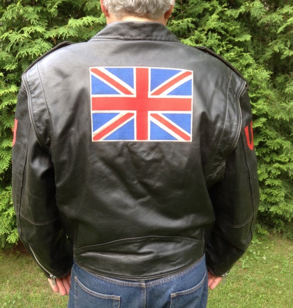 Leather Biker Jacket Vintage British Motorcycle Jacket Union