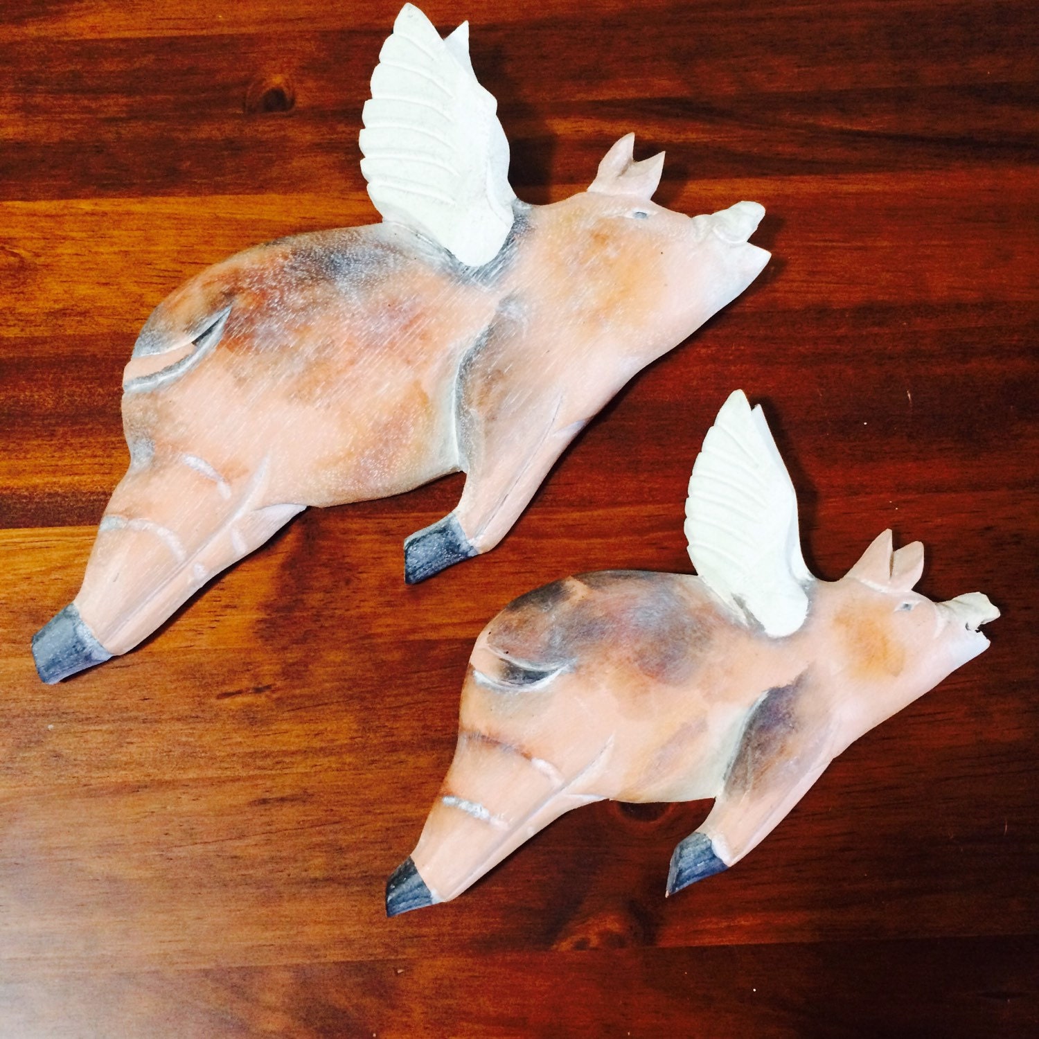 Flying Pigs When Pigs Fly Pig Decor Hand Carved Wooden Pig