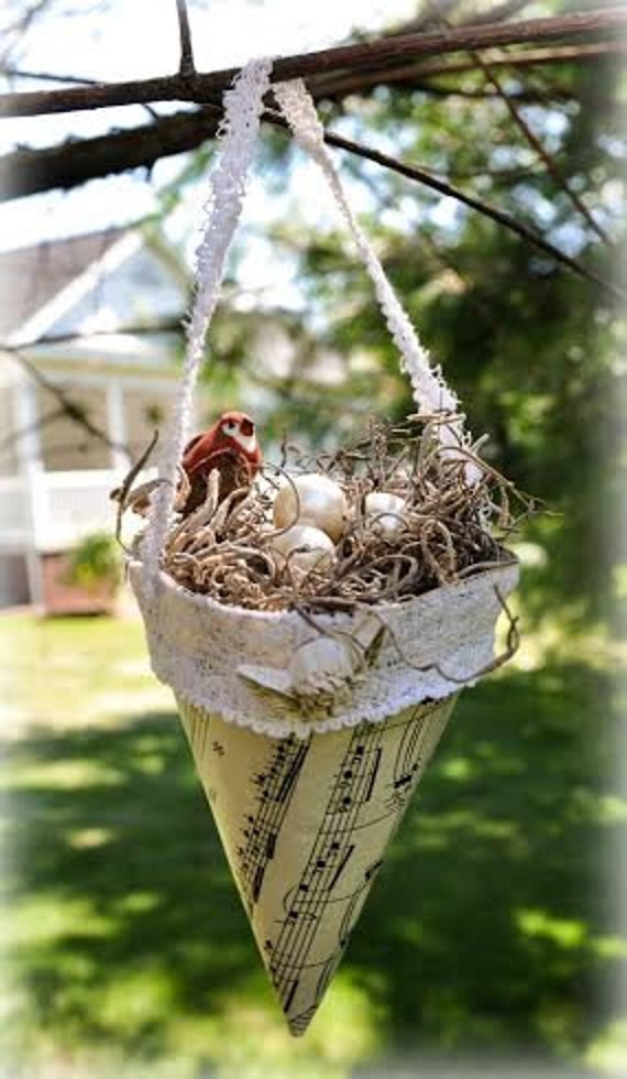 Vintage Bird's Nest Cone Vintage Sheet Music Nest
