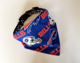 No-Tie, Slip Over Collar Dog Bandana, Buffalo Bills team Fabric