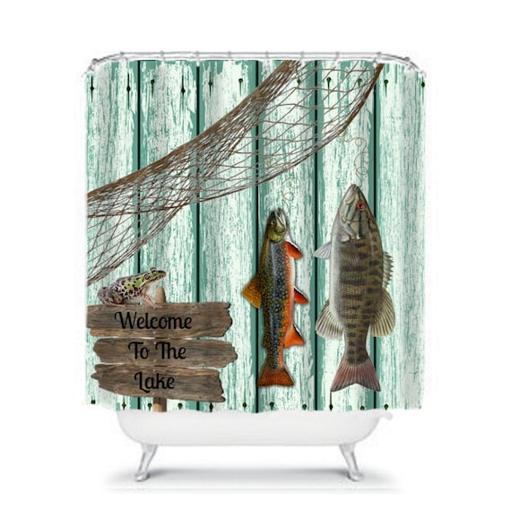 Shower Curtain Fishing Grunge Primitive Weathered by