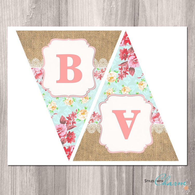 Shabby Chic Printable Banner Floral Banner Baby by StyleswithCharm