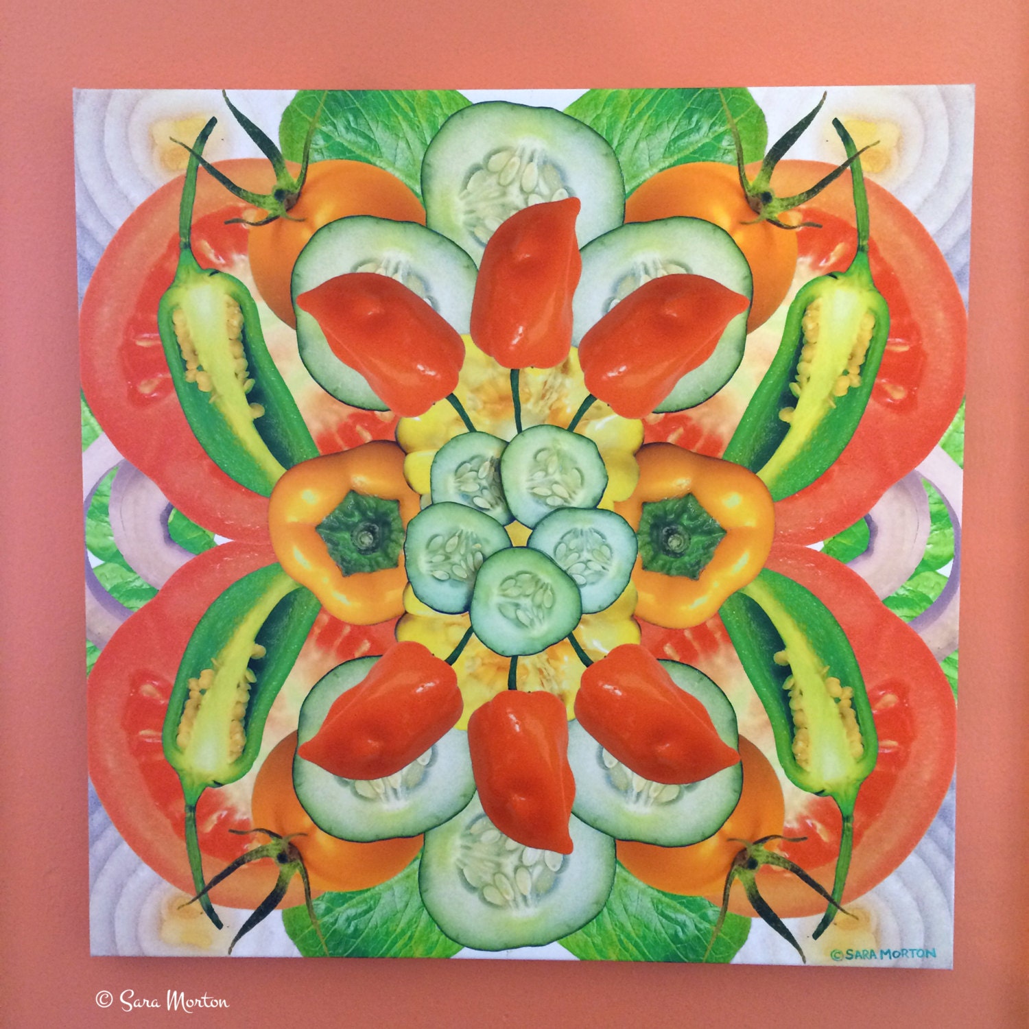 Vegetable Art Print on Stretched Canvas Modern Kitchen Art