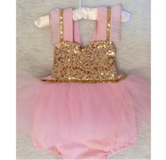 Deluxe Birthday Princess Romper in Pink and Gold with tutu