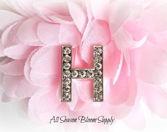 Letter "H" Crystal Rhinestone Button - Rhinestone Button - Acrylic Rhinestone - 23 mm