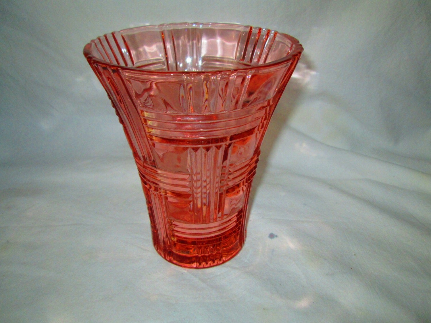 Beautiful Pink Depression Glass Vintage Vase Bud Vase Lined