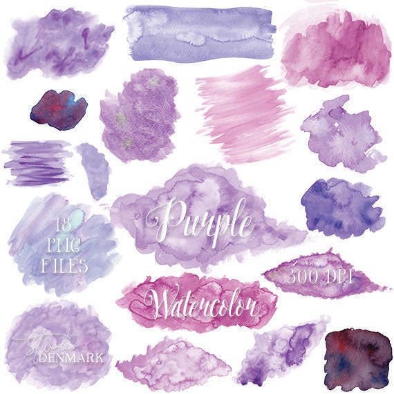 Purple Watercolor Clipart Lavender Lilac Watercolor Clip Art Png Watercolor Shapes Splatters Blobs Textures Instant Download Studio Denmark Digital Paper And Clipart