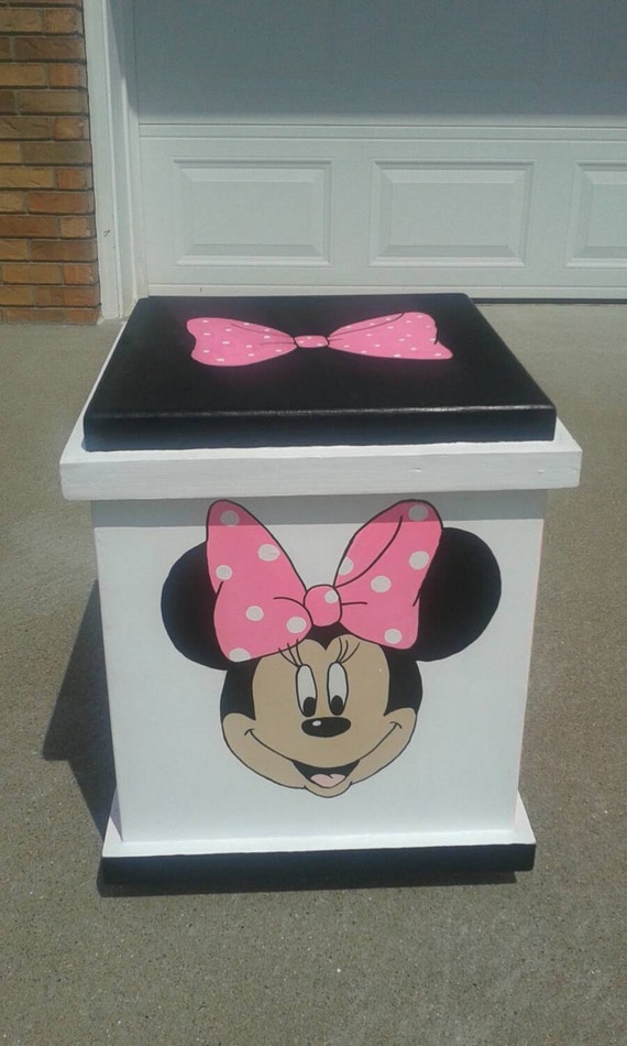 Minnie Mouse inspired toy box storage box by PrettyHomeCreations