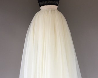 tulle maxi skirt ivory