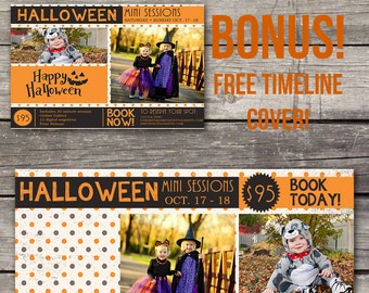 Halloween Mini Session Template - Photoshop Template for Photography - Facebook Cover - 103