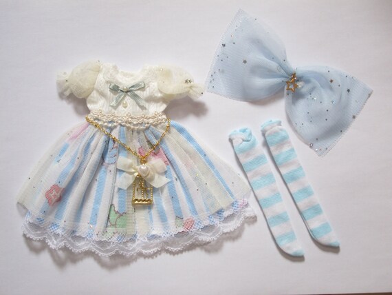 Blythe Blue And White Stripes Candy Pattern 1 by MoonLoveLover