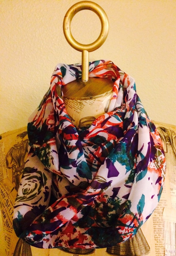 Multi Floral Double Wrap Infinity Scarf by PosyBoutique on Etsy