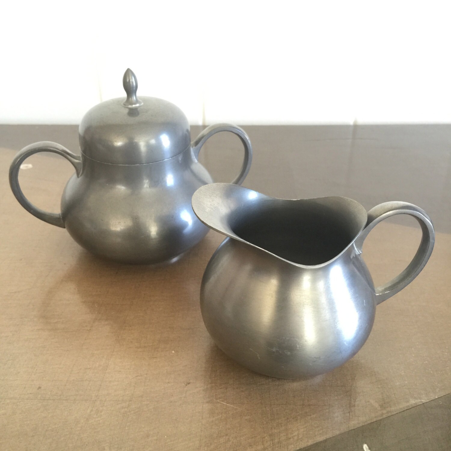 Pewter Creamer and Covered Sugar Bowl by RetroResaleSanDiego