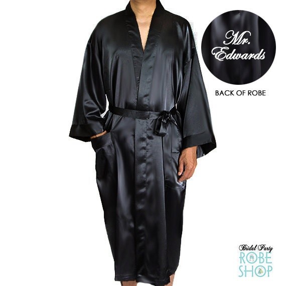 Mens Embroidered Satin Robe Personalized Mr Robe Monogrammed