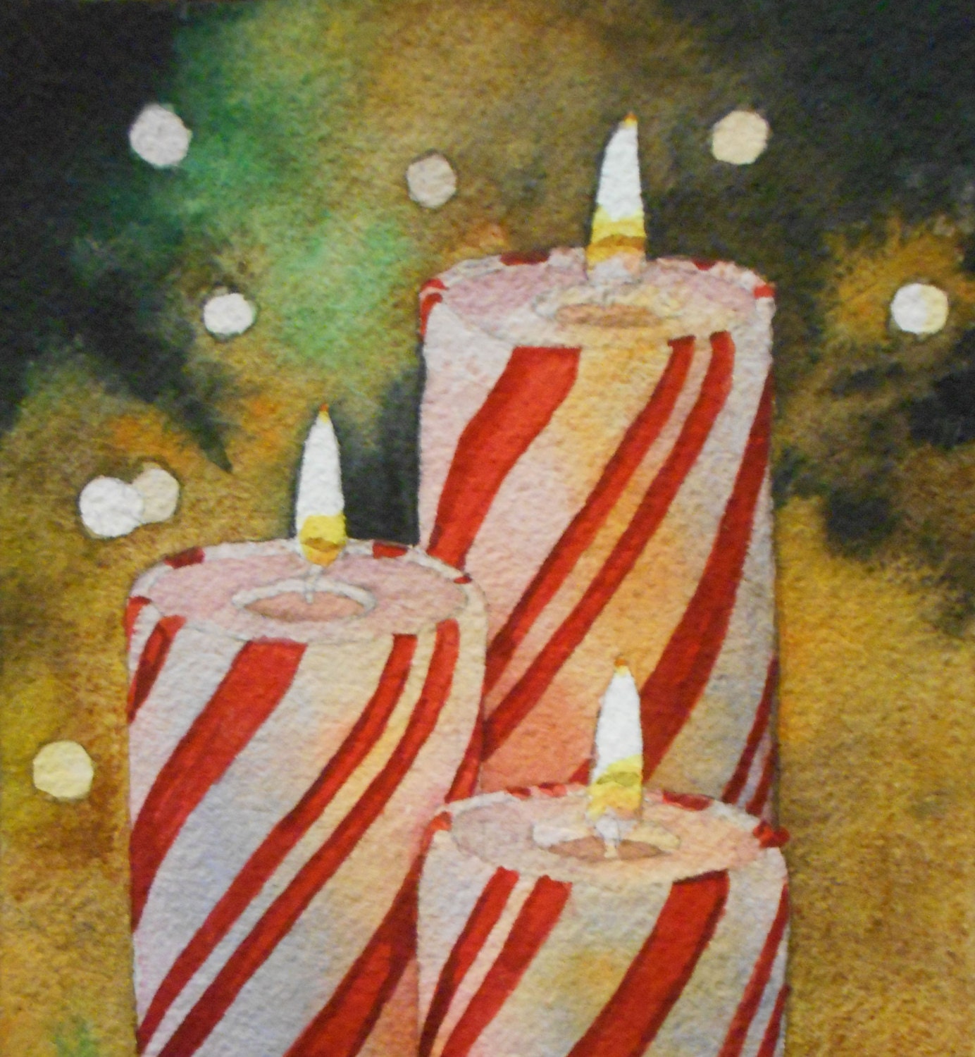 Original Peppermint Candles Watercolor by WatercolorsDecor on Etsy