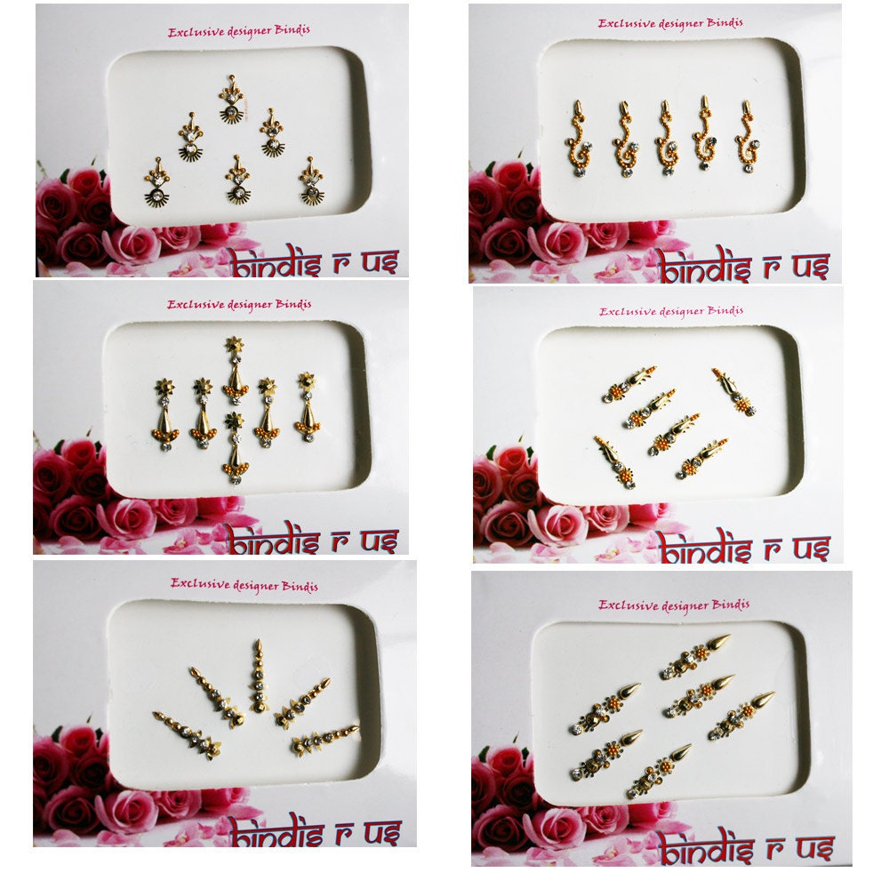 Wholesale Price 6 Bindi Pack in GOLD tone. Random by BindisRUs