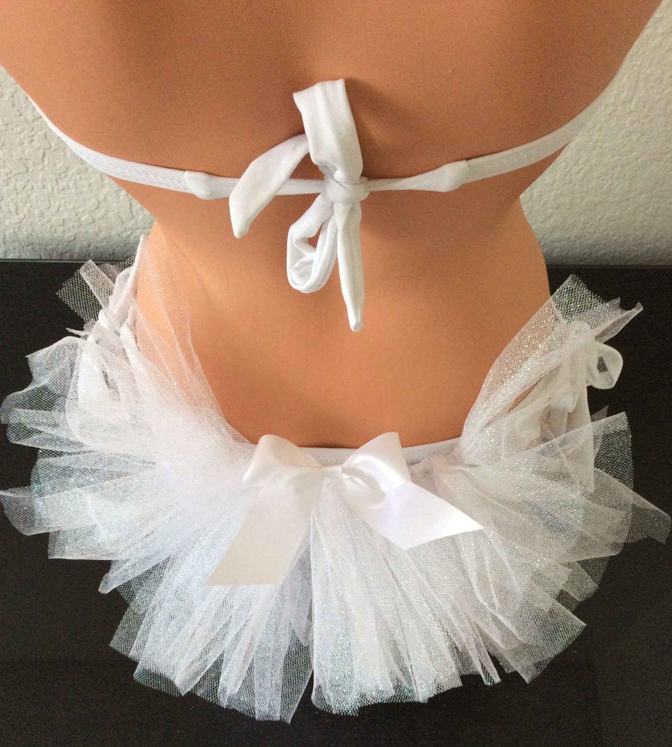 White Glitter Bridal Bikini Veil by DiedresBachCouture on Etsy