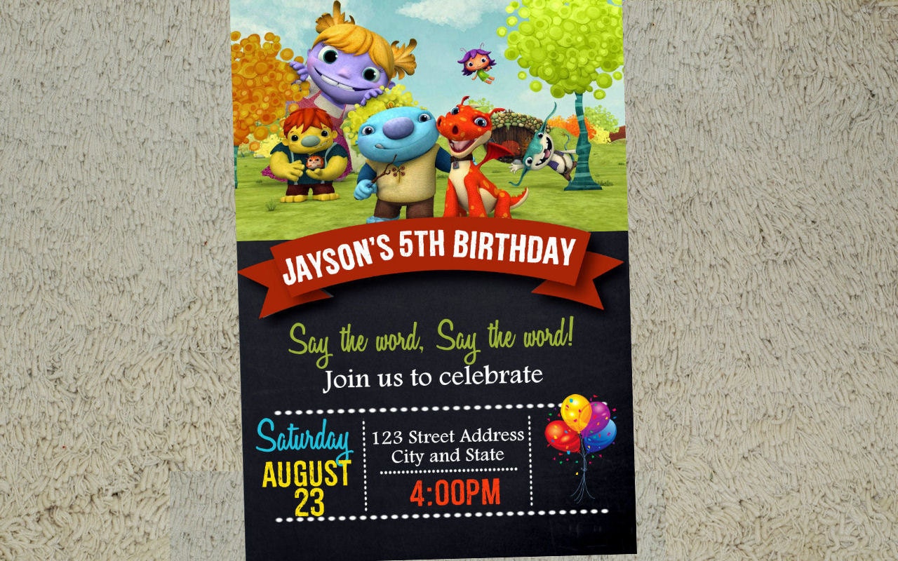 Wallykazam Birthday Invitation Wallykazam Invitation