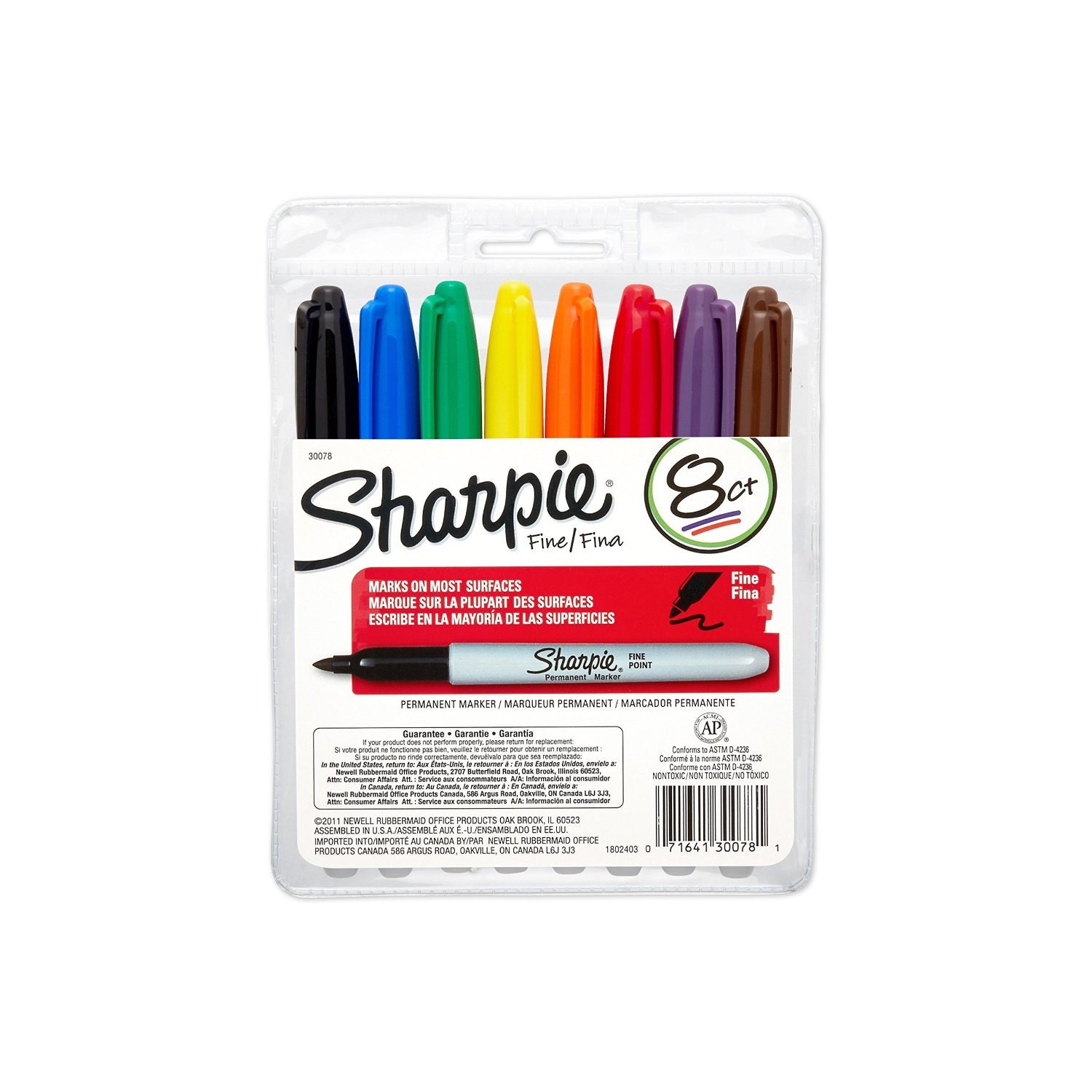 Sharpie Permanent Markers Set of 8 Fine Point Felt Tip.