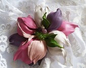 Leather Flower Brooch. Decorating for the dress. Accessories leather. Decoration Costume Summer day