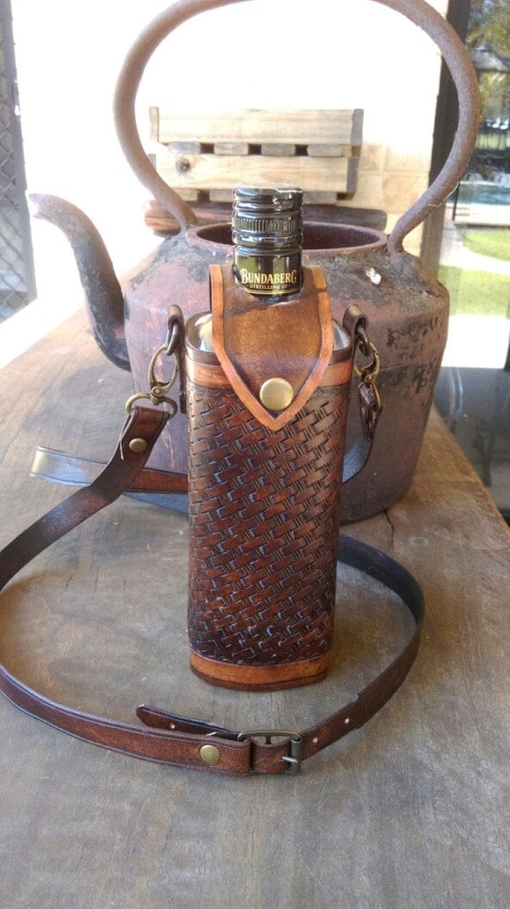 Handmade leather Drink bottle holder by JumbuckWrangler on Etsy