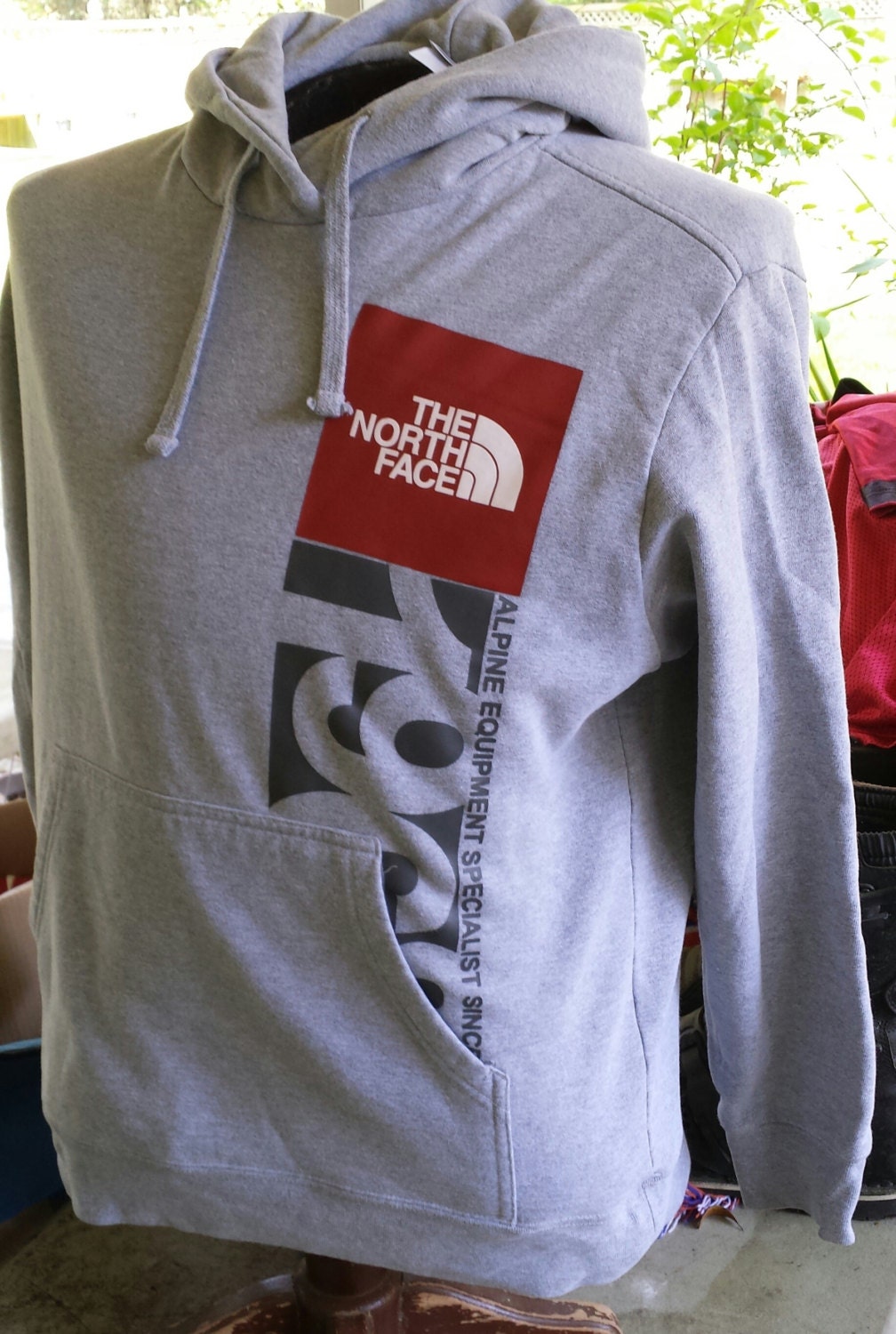 brown north face sweatshirt