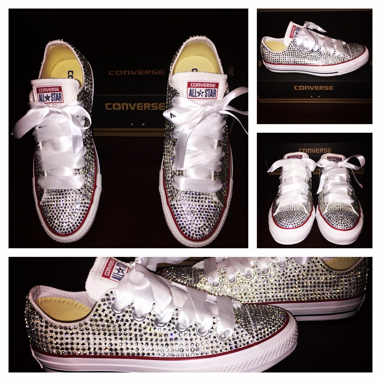 Fully Bedazzled White Converse
