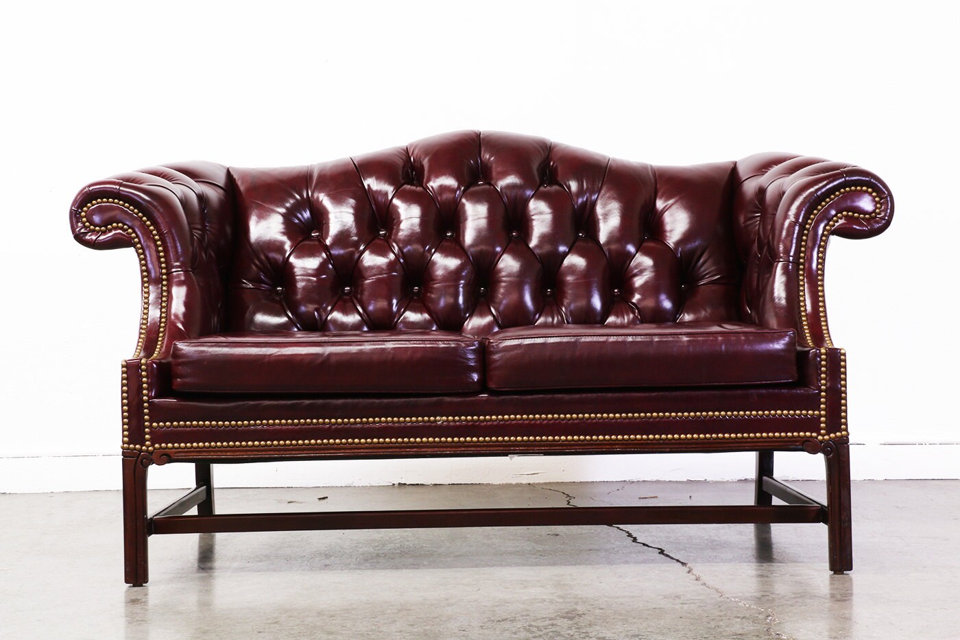 Vintage Burgundy Leather Chesterfield Sofa Haute Juice