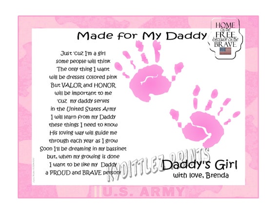 items similar to army daddy my hero poem baby child daddys girl