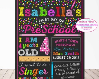 First Day Of School Sign First Day Of PreSchool Sign First Day Of PreSchool Photo Sign Back To School Sign First Day Of PreSchool Poster