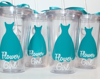 4 Flower Girl Tumblers - Will You Be My Flower Girl? Flower Girl Personalized Tumbler, Flower Girl Cup -16 oz Tumblers