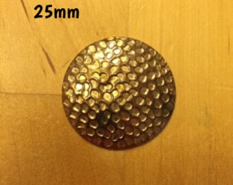 25mm golden battered disc plug for stretched ears *vintage*