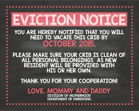 pregnancy reveal sign eviction notice pregnancy sign