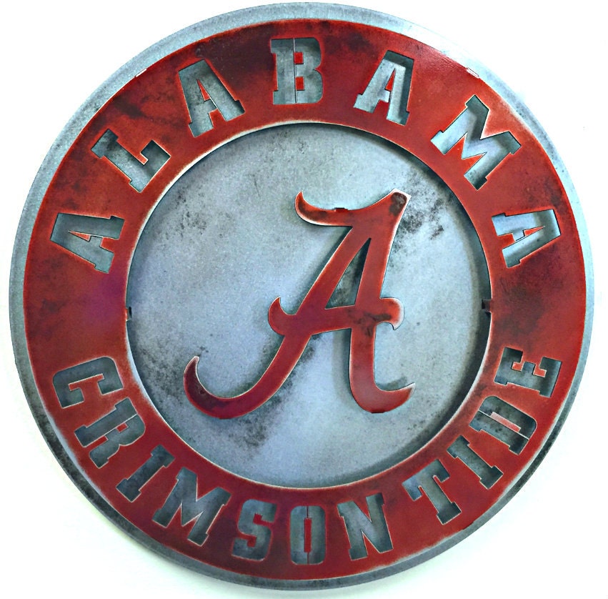 University of ALABAMA Crest Vintage Red ON Natural Vintage