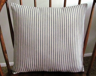 Gray Ticking Stripe Pillow Cover