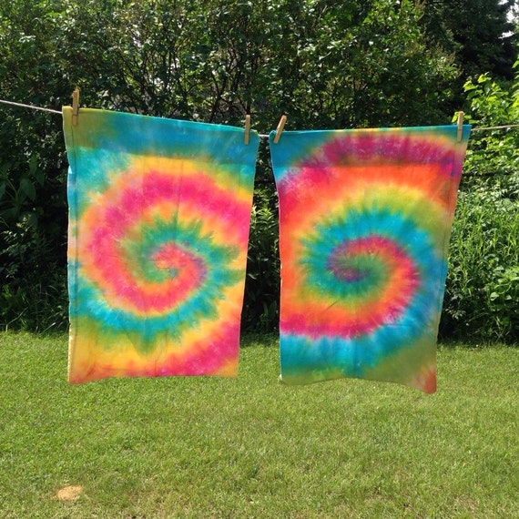 Tie Dye Pillow Case Rainbow Spiral Tie Dye by beachbumtiedye
