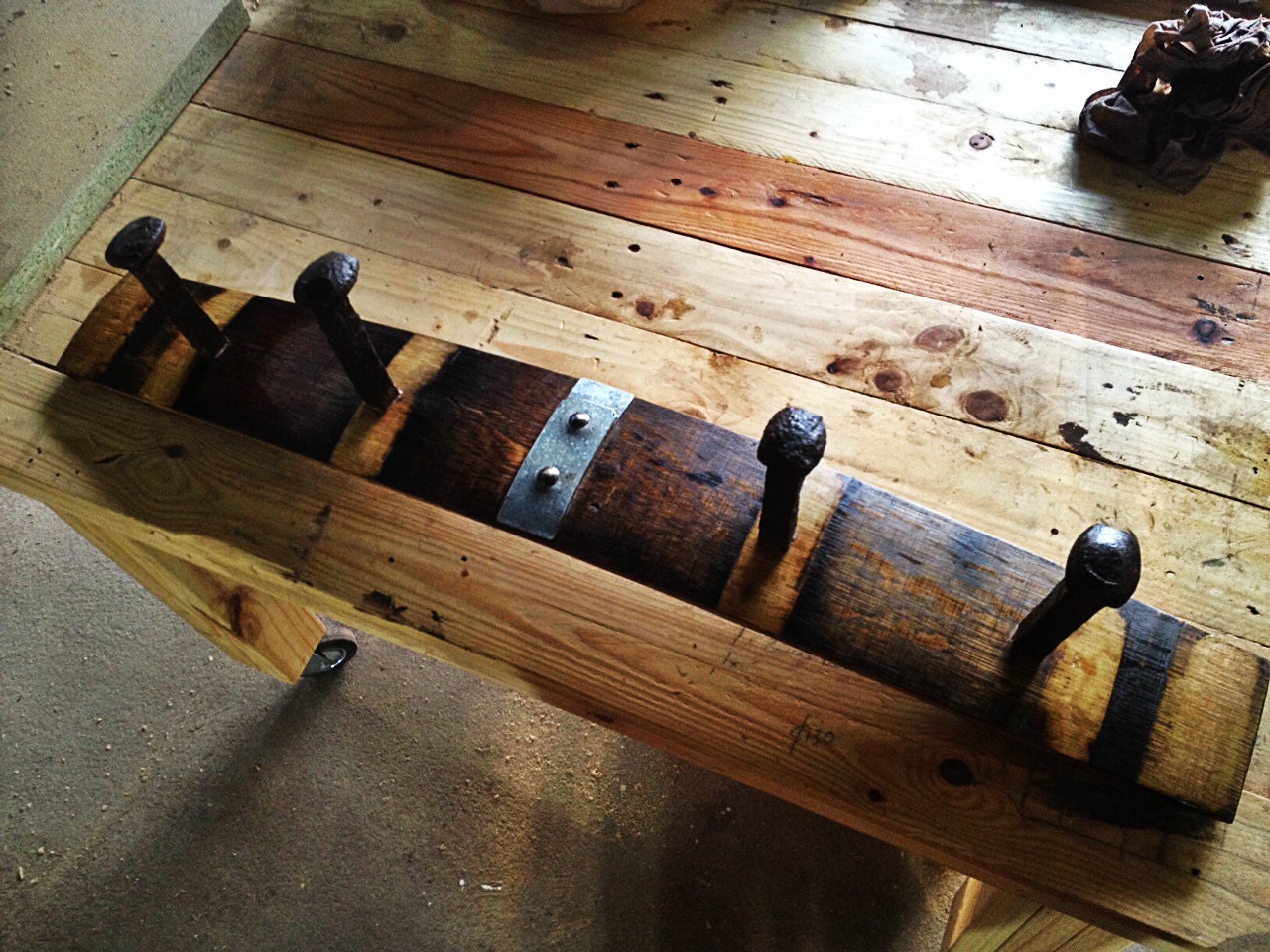 Wine barrel stave rustic wall mountable coat by UpcycledWoodOZ