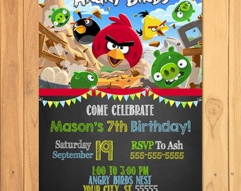 Angry Birds Invitation Chalkboard * Angry Birds Birthday * Angry Birds Printables * Angry Birds Invite * Angry Birds Party Favors