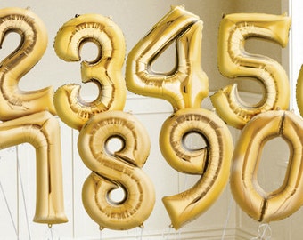 Gold Number Mylar Balloons