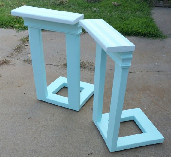 Sofa or chair arm table made from reclaimed materials