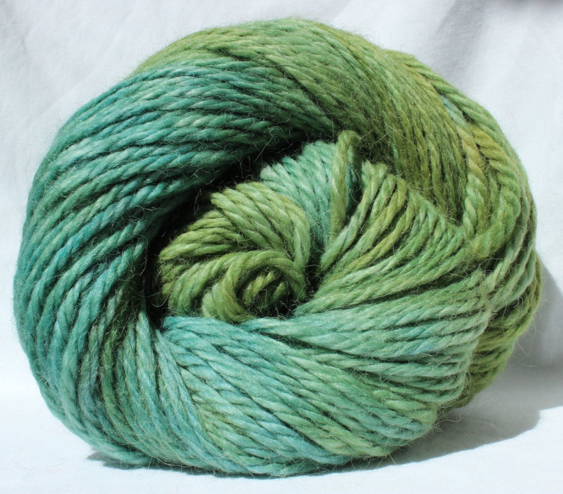 SALE Hand dyed yarn green / blue yarn by SMAKSuperFibers on Etsy